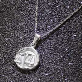 trendor 41070-10 Waage Sternzeichen mit Halskette 925 Silber Ø 15 mm