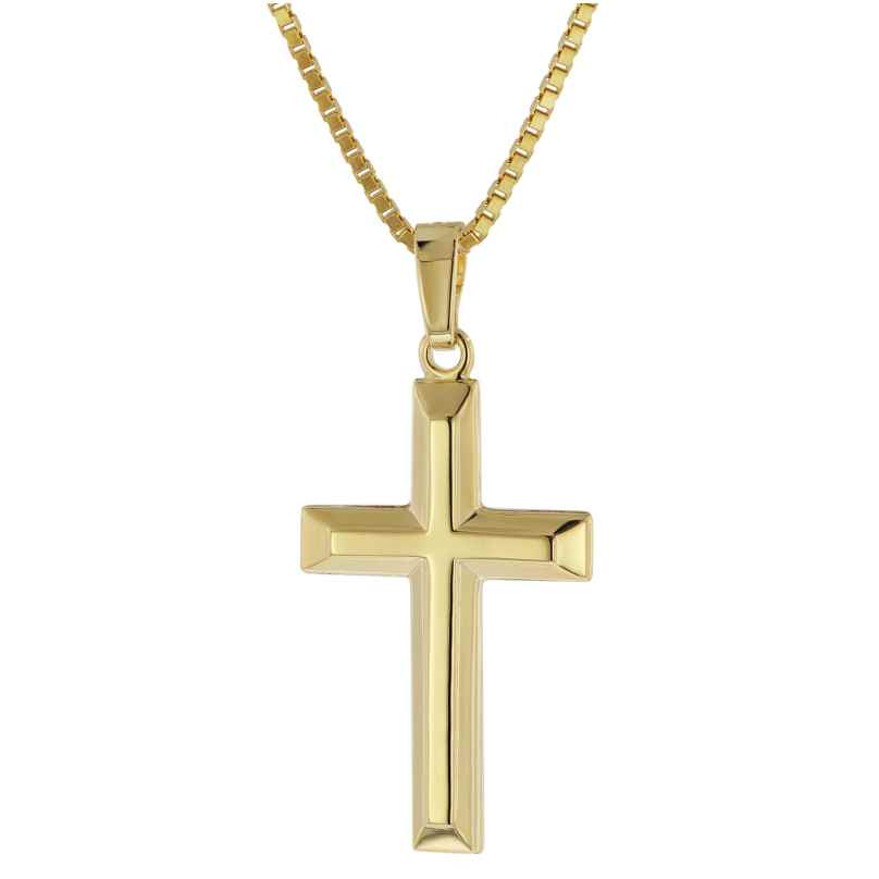 trendor 41166 Cross Pendant Gold 333 / 8K With Gilded Silver Chain