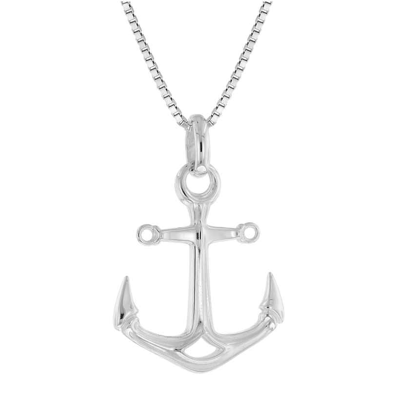 trendor 41178 Silver 925 Anchor Pendant with Chain for Men