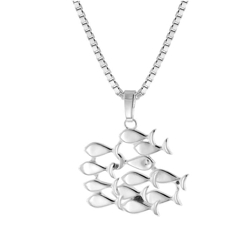 trendor 41184 Damen-Halskette mit Fischschwarm-Anhänger Silber 925