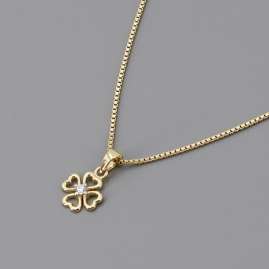 trendor 41197 Girls Cloverleaf Pendant Gold 333 with Gold-Plated Necklace
