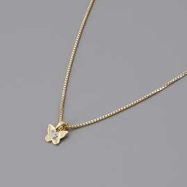 trendor 41199 Girl's Butterfly Pendant Gold 333 with Gold-Plated Necklace