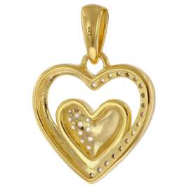 trendor 41206 Damen-Halskette mit Anhänger Gold auf Silber Herz mit Zirkonia