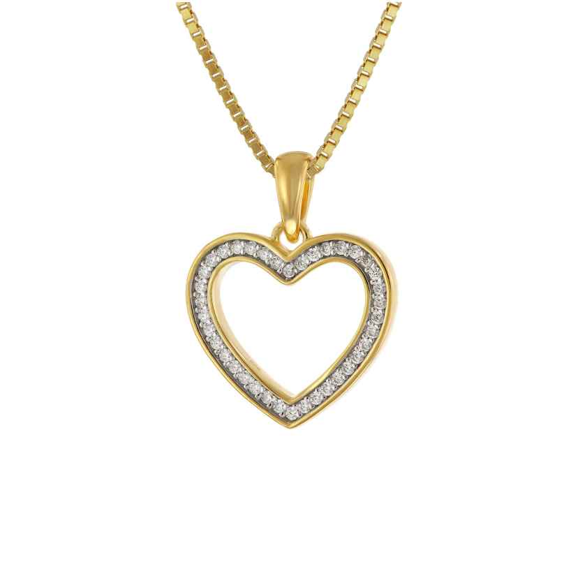 trendor 41210 Damen-Halskette Herz-Anhänger mit Zirkonia 15 mm Gold auf Silber