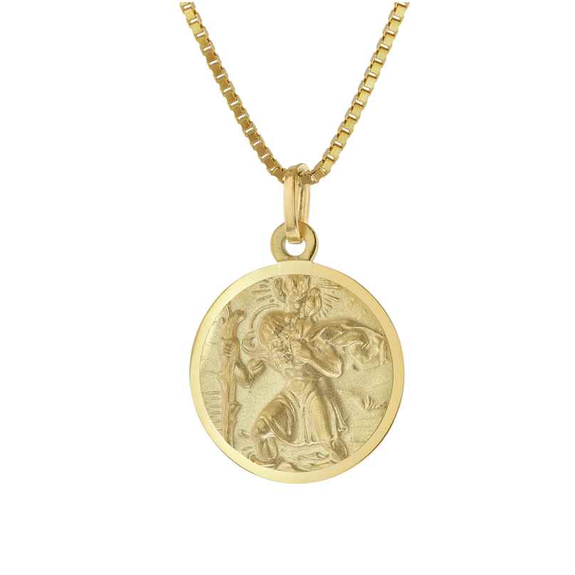 trendor 41378 St. Christopher Pendant Gold 333 with Gold-Plated Necklace