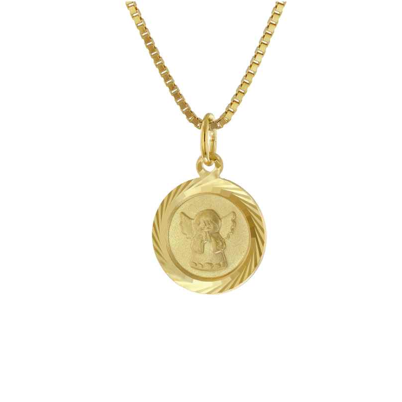 trendor 41380 Kids Guardian Angel Pendant Gold 585 with Gold-Plated Necklace