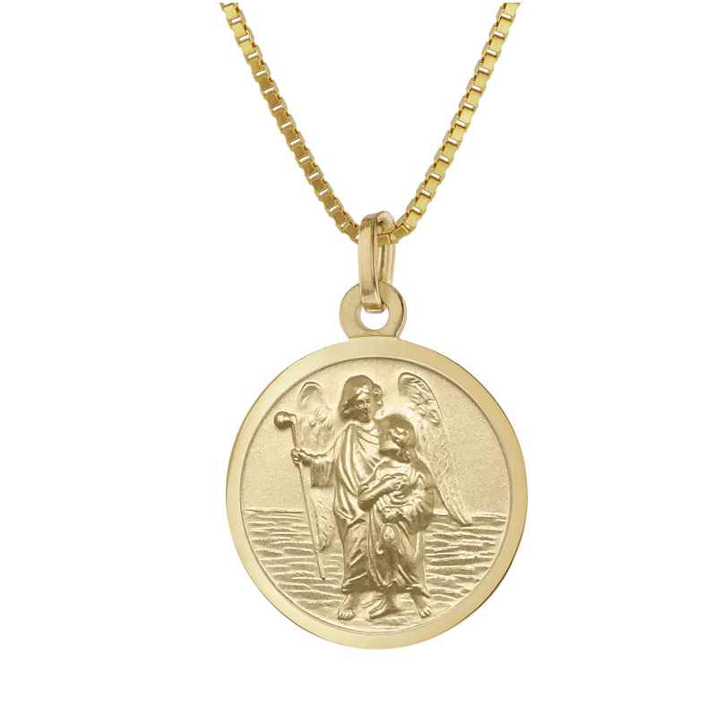 trendor 41432 Archangel Raphael Pendant 333 Gold on Gold-Plated Silver Chain