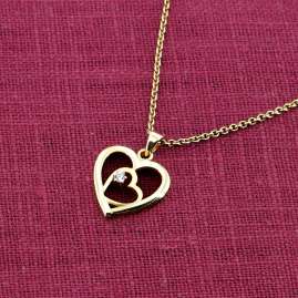 trendor 41502 Heart Pendant 333/8K Gold on a Gold-Plated Silver Necklace