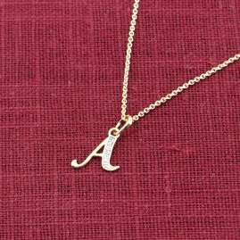 trendor 41520-A Letter Pendant A 333/8K Gold with Gold-Plated Silver Chain