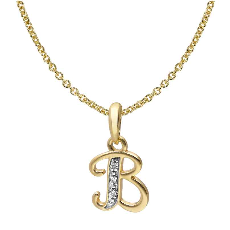 trendor 41520-B Letter Pendant B 333/8K Gold with Gold-Plated Silver Chain