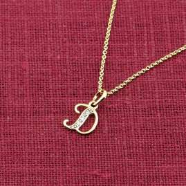 trendor 41520-D Letter Pendant D 333/8K Gold with Gold-Plated Silver Chain