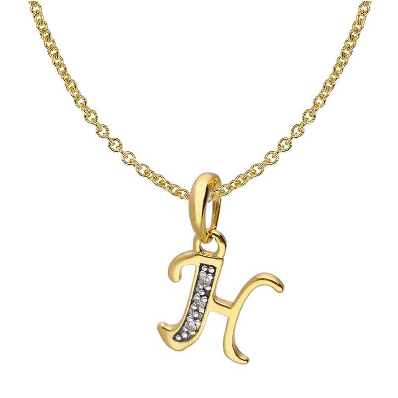 trendor 41520-H Letter Pendant H 333/8K Gold with Gold-Plated Silver Chain