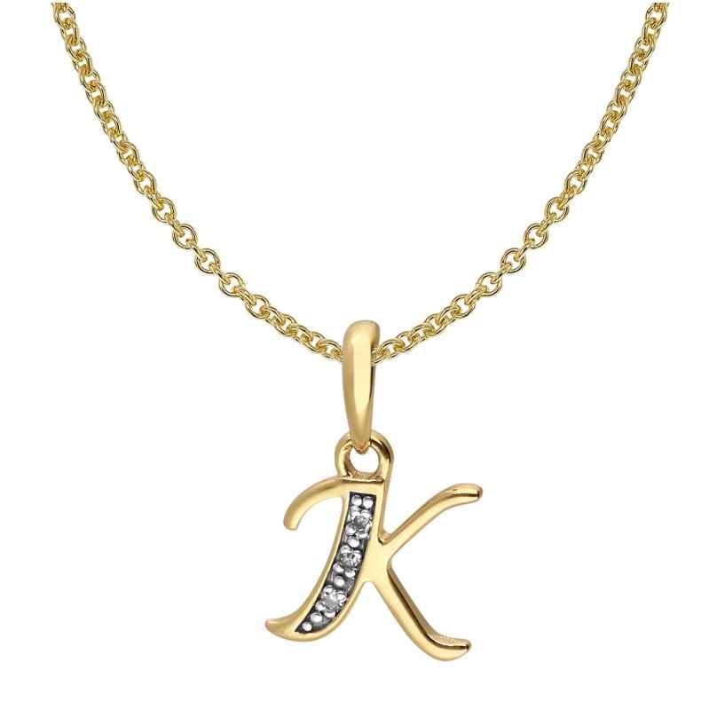 trendor 41520-K Letter Pendant K 333/8K Gold with Gold-Plated Silver Chain
