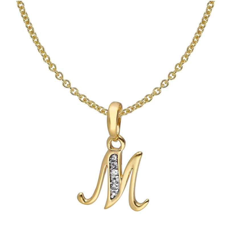 trendor 41520-M Letter Pendant M 333/8K Gold with Gold-Plated Silver Chain