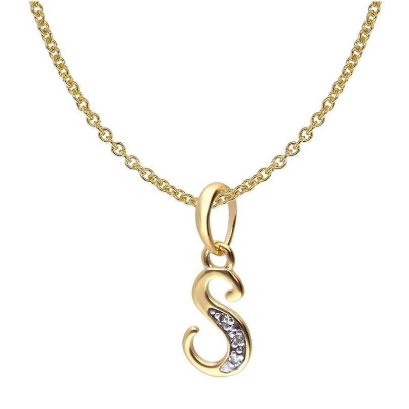 trendor 41520-S Letter Pendant S 333/8K Gold with Gold-Plated Silver Chain