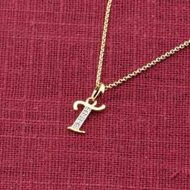 trendor 41520-T Letter Pendant T 333/8K Gold with Gold-Plated Silver Chain