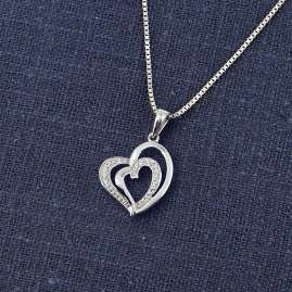 trendor 41621 Halskette mit Anhänger Herz in Herz Silber 925