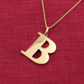 trendor 41790-B Damen-Kette mit Großem Buchstaben B 925 Silber mit Goldauflage