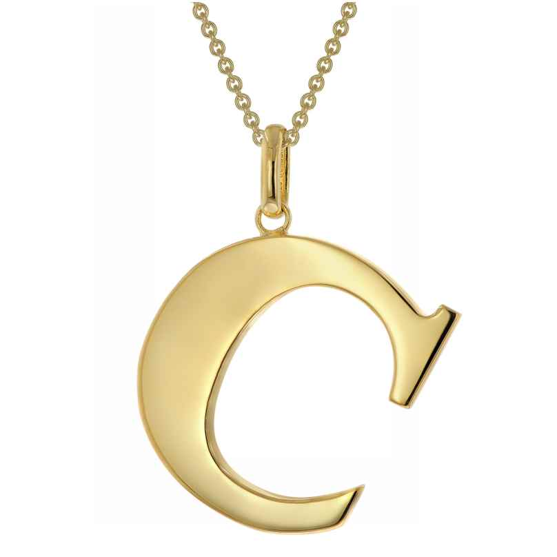 trendor 41790-C Halskette mit Großem Buchstaben C 925 Silber mit Goldauflage