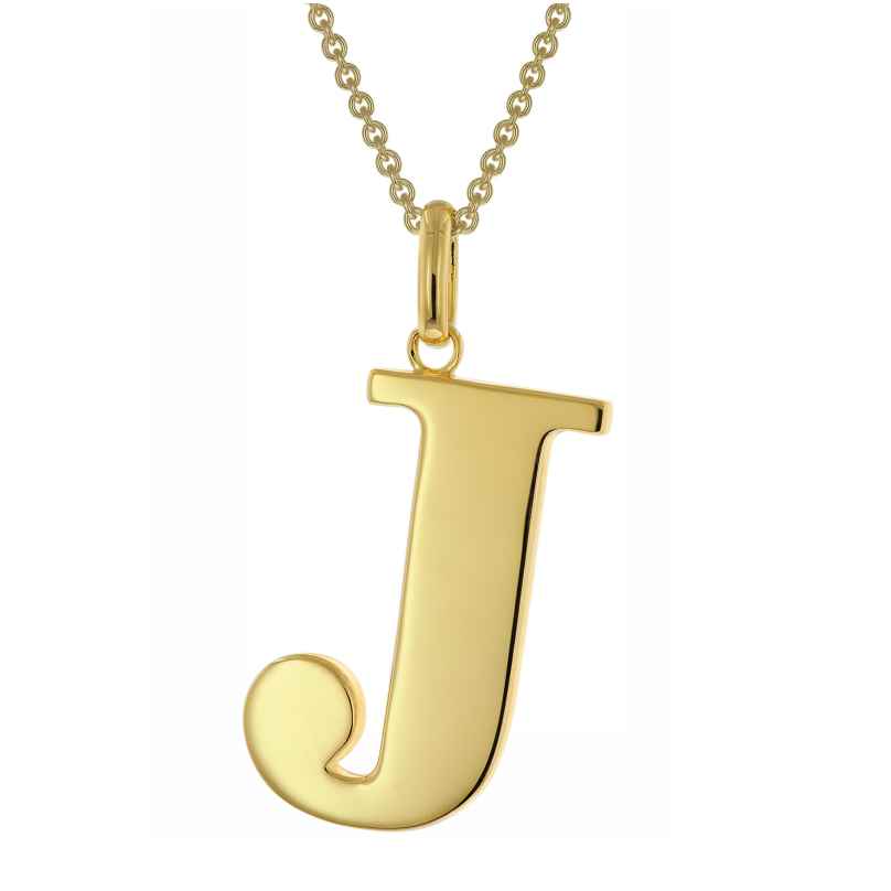 trendor 41790-J Damen-Kette mit Großem Buchstaben J 925 Silber mit Goldauflage