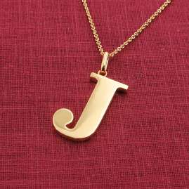 trendor 41790-J Women's Necklace with Capital Letter J Gold-Plated 925 Silver