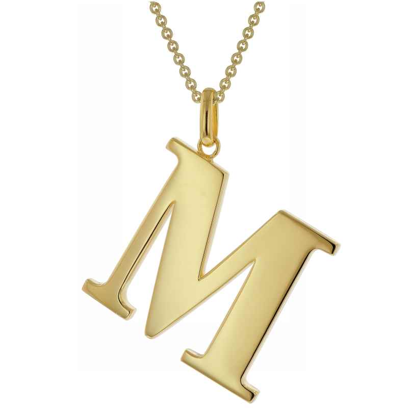 trendor 41790-M Damen-Kette mit Großem Buchstaben M 925 Silber mit Goldauflage