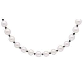 trendor 41848 Men's Pearl Necklace with Black Spinels 50 cm