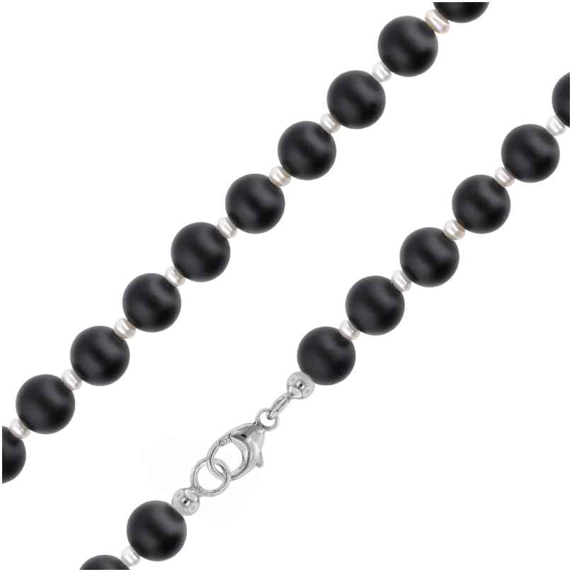 trendor 41850 Herren-Perlenkette mit Onyx- und Süßwasserperlen 50 cm