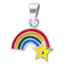 trendor 41679 Kinder-Halskette Silber 925 Collier mit Regenbogen-Anhänger
