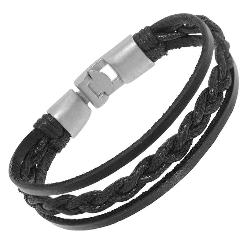 trendor 75807 Men's Leather Bracelet Black 4260641758074