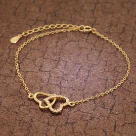 trendor 75849 Ladies' Bracelet Gold Plated Silver Hearts Cubic Zirconias