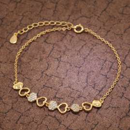 trendor 75850 Ladies' Bracelet Gold Plated Silver Heart Cubic Zirconias