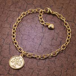 trendor 51176 Mädchen-Armband mit Lebensbaum 925 Silber vergoldet 18 cm