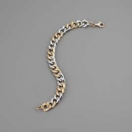 trendor 41148 Women's Curb Bracelet Gold 585/14 K Bicolour 10 mm Wide