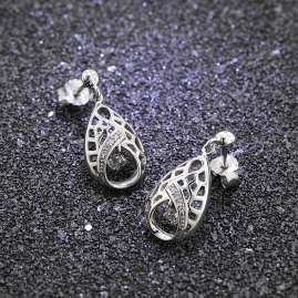 trendor 69937 Silver Drop Earrings with Cubic Zirconia Drop-Shaped