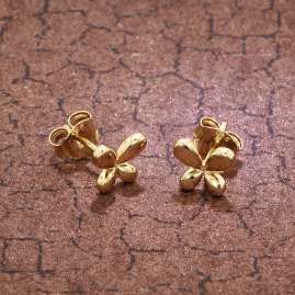 trendor 08770 Women's Stud Earrings Gold-Plated Silver Butterfly