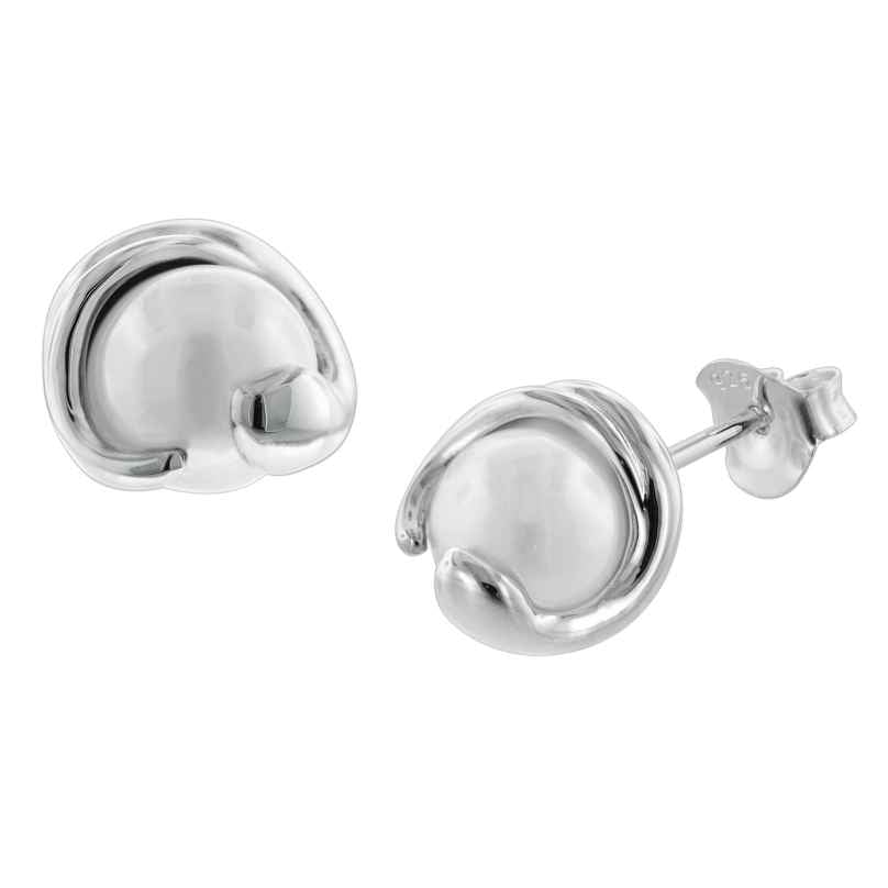 trendor 08778 Silver Earrings White Glass Pearl 4260497087786