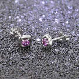 trendor 75083 Damen-Ohrstecker Silber 925 mit Lila Zirkonia 6 mm
