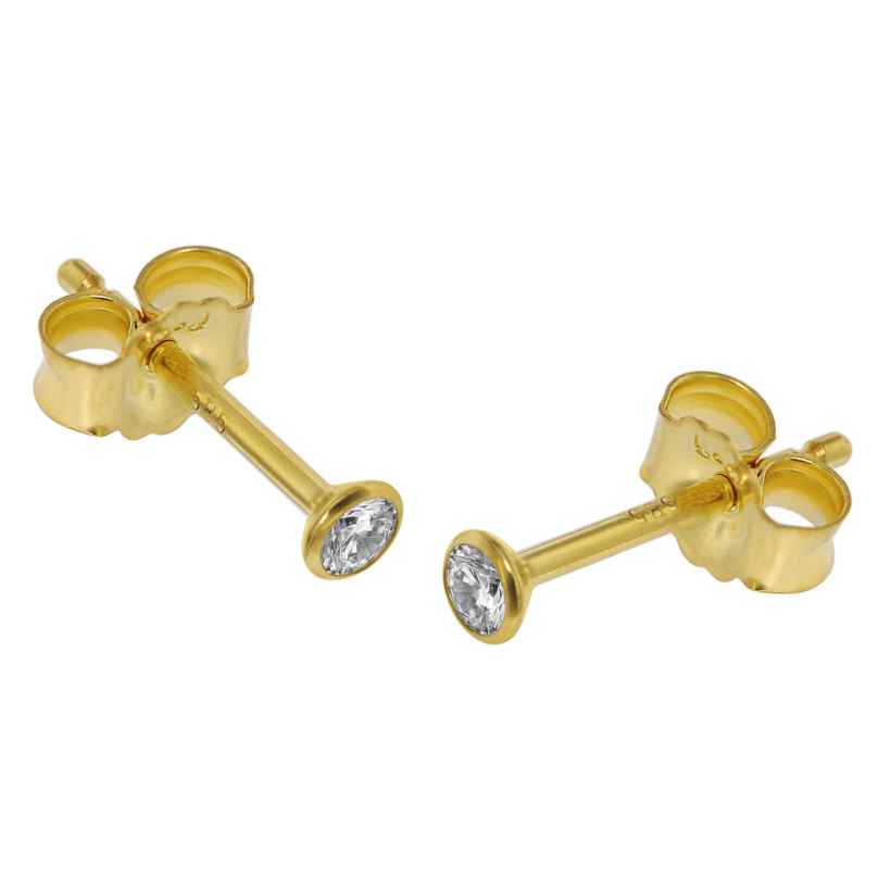 trendor 75096 Stud Earrings for Women and Men 585 Gold (14 ct) 2.5 mm 4260641750962