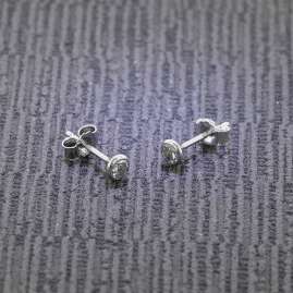 trendor 75102 Studs for Women and Men 585 White Gold 14 ct Cubic Zirconia 4 mm