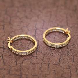trendor 75842 Hoop Earrings Gold Plated Silver Ø 20 mm Cubic Zirconia