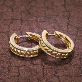 trendor 39063 Ladies' Hoop Earrings Gold 333 Two-Colour