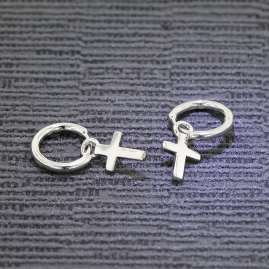 trendor 51021 Women's Hoop Earrings with Cross 925 Sterling Silver