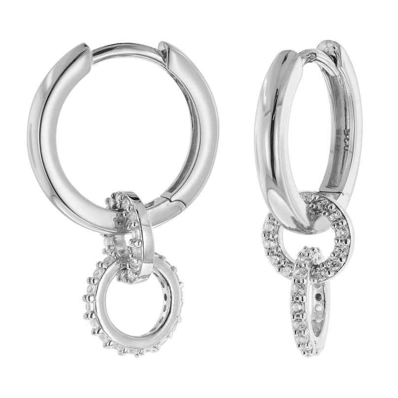 trendor 51032 Hoop Earrings with Pendant 925 Silver Cubic Zirconia 4260727510329