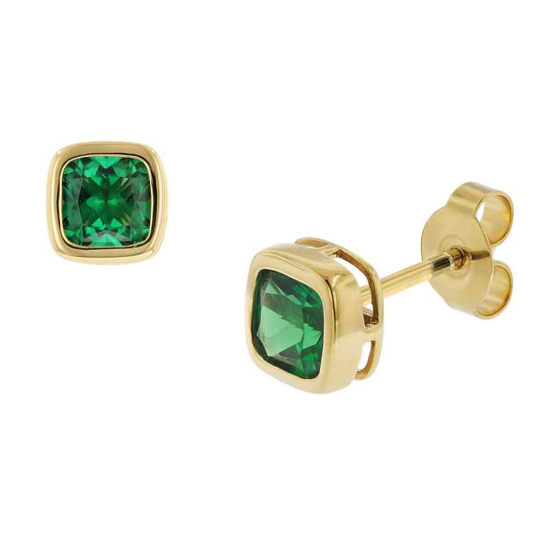 trendor 51684-08 Ladies' Stud Earrings Gold 333 / 8K Synthetic Emerald 4260727516871