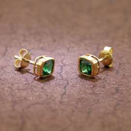 trendor 51684-08 Ladies' Stud Earrings Gold 333 / 8K Synthetic Emerald