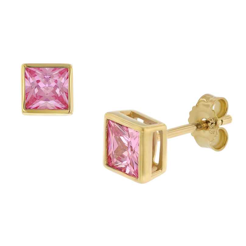 trendor 51715-04 Ladies' Stud Earrings Gold 333 / 8K Pink Cubic Zirconia 4260727517120