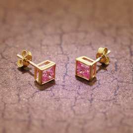 trendor 51715-04 Damen-Ohrstecker Gold 333 / 8K Ohrringe Pink Zirkonia
