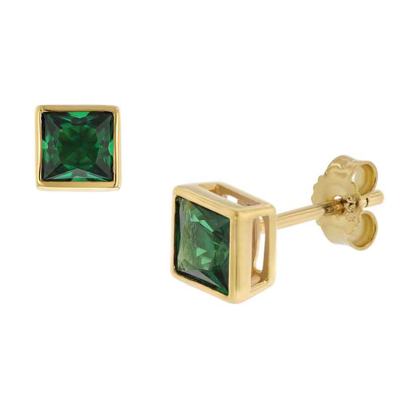 trendor 51715-08 Women's Stud Earrings Gold 333 / 8K with synt. Emerald 4260727517151