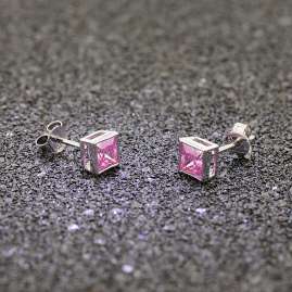 trendor 51670-04 Women's Stud Earrings 925 Silver with Pink Cubic Zirconia
